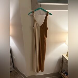 fab'rik Asymmetrical Cream and Tan Dress